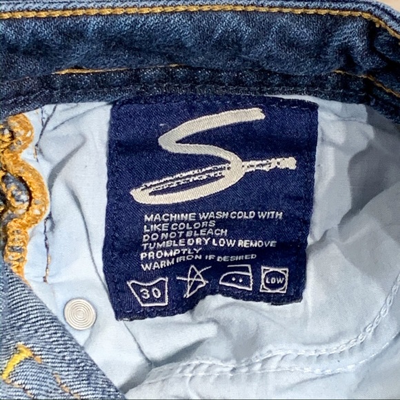 Seven7 Low Rise Bootcut Jean Gold Stitching Sz 25 - Picture 7 of 8